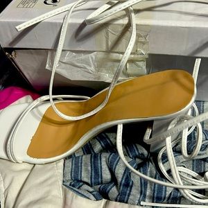 White size 8 heels from SHEIN with box and plastic